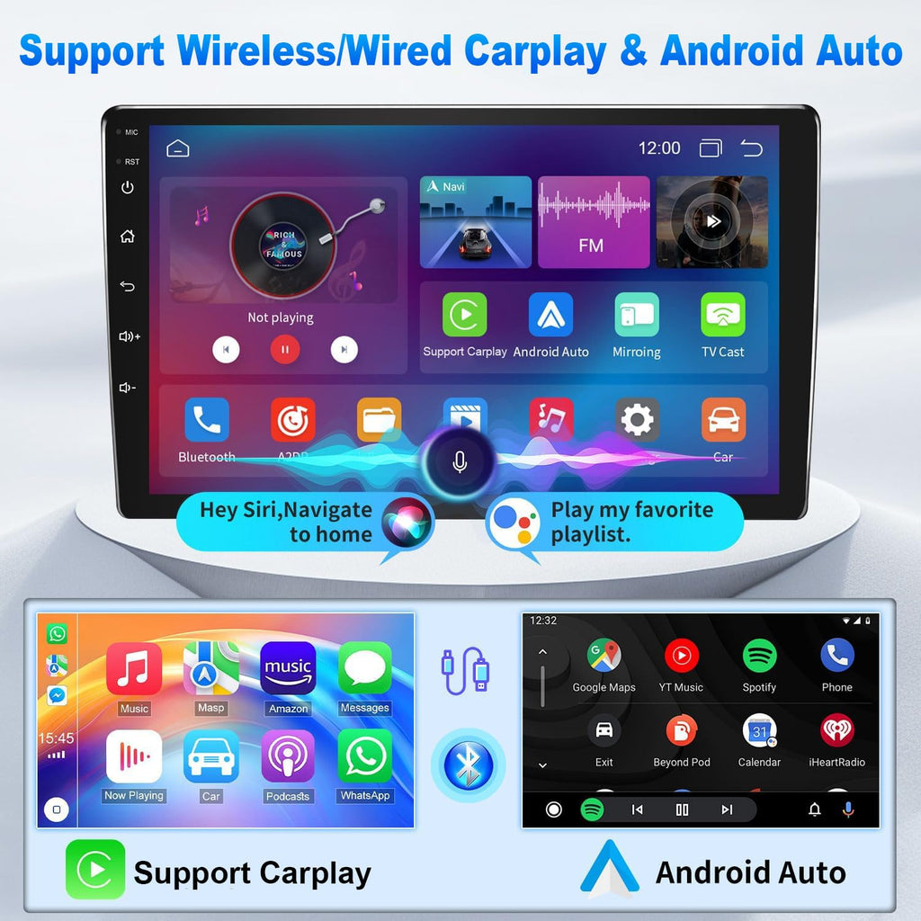 4+64G Double Din Android 14 Car Radio Stereo Upgrade for Saturn Sky 2007-2010 Radio Replacement 10.1" Touch Screen GPS Navi Head Unit w/Wireless Carplay & Android Auto Bluetooth WiFI SWC Backup Camera