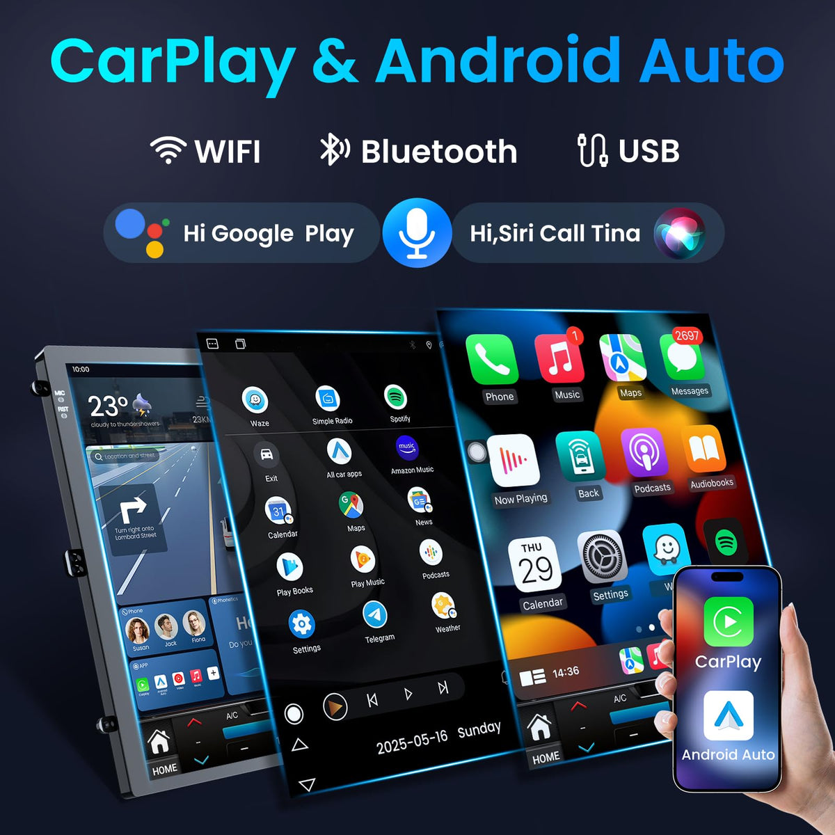 [8Core 4G+64G ] Car Radio for Jeep Grand Cherokee 2014-2017: 10.1" Touch Screen Car Stereo Android 13 Upgrade with Wireless Carplay Android Auto 5GWifi Bluetooth GPS Backup Camera FM/RDS Radio