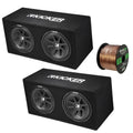 Pair (Qty 2) of Kicker Comp 12" 600 Watt Peak Power Black Car Audio Dual Subwoofer Enclosure with Speaker Wire