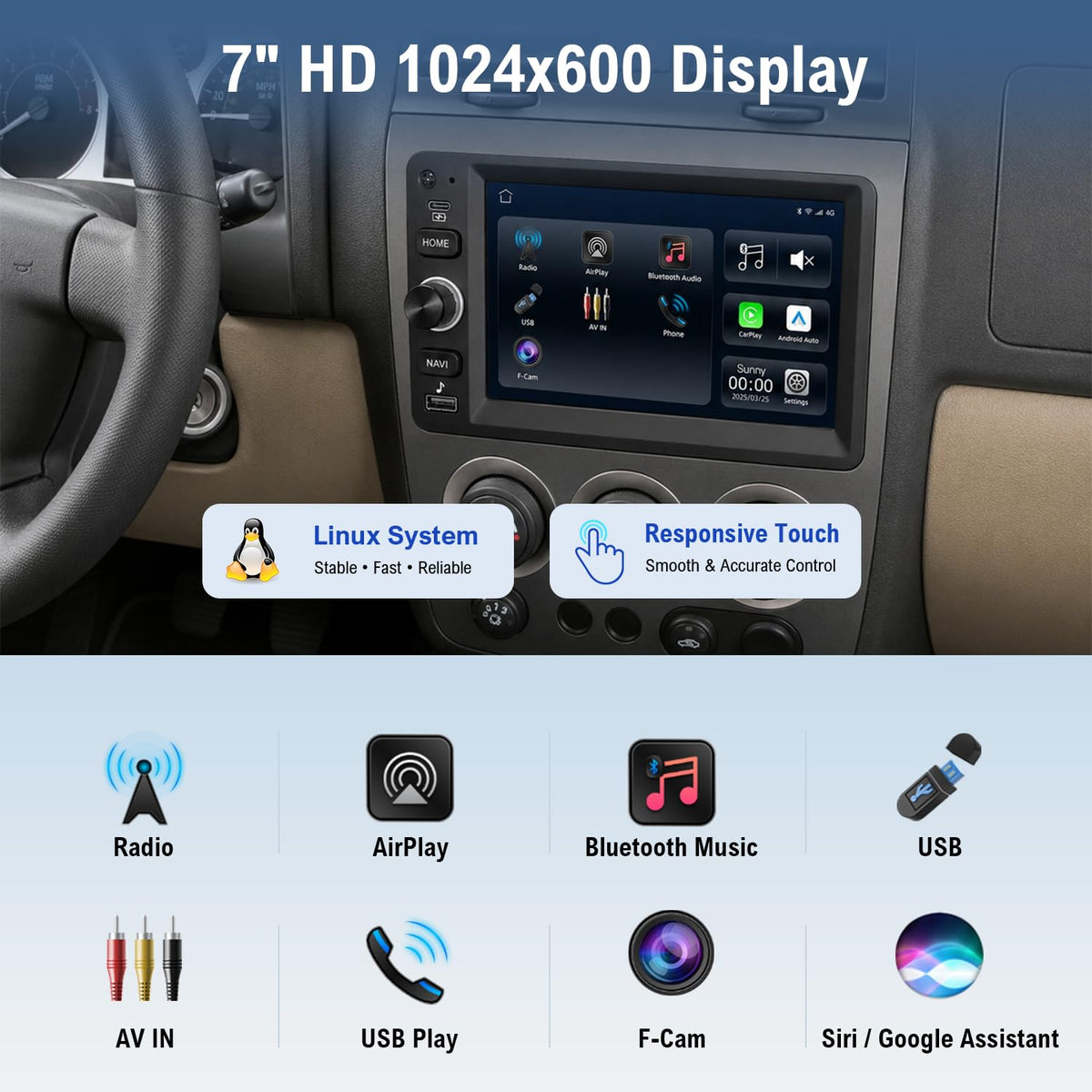 Replacement 8" CarPlay Radio Stereo for Chevy GMC Hummer Pontiac 2000-2012
