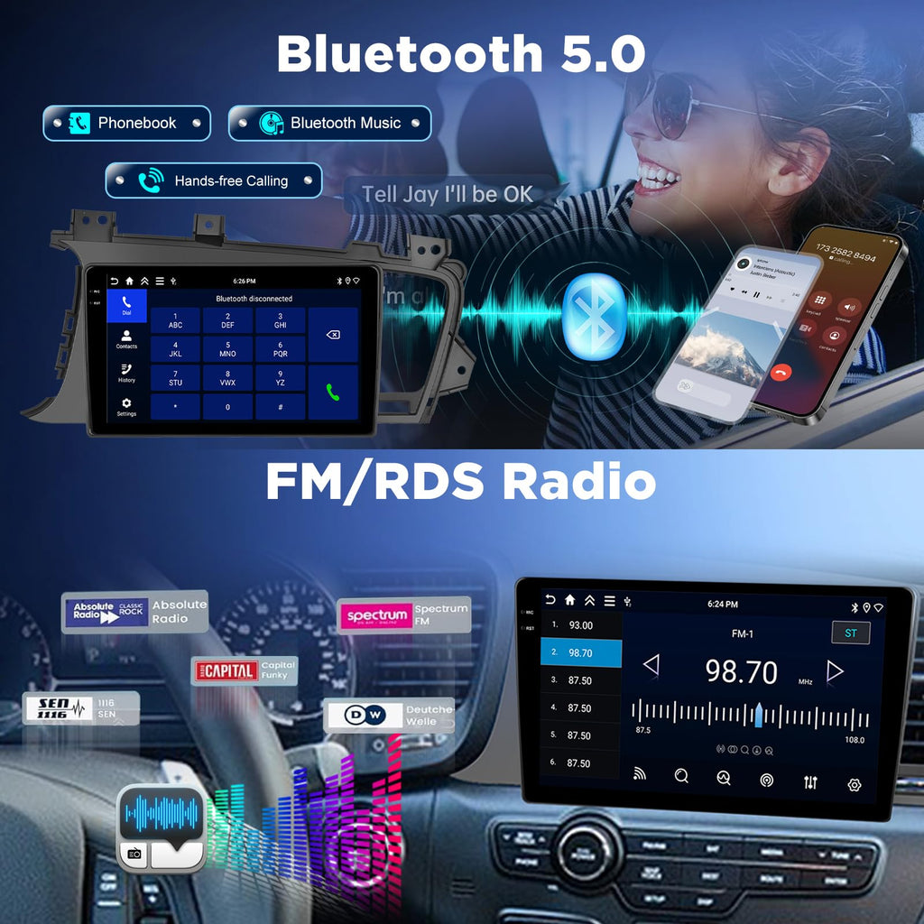[4+128G] NHOPEEW Upgrade Radio for Kia Optima K5 2010-2013: 9 inch Incell Touchscreen Android Optima Stereo - Wireless Carplay & Android Auto, 5G/WiFi, GPS, Custom Homepage, BT 5.0 + Backup Camera