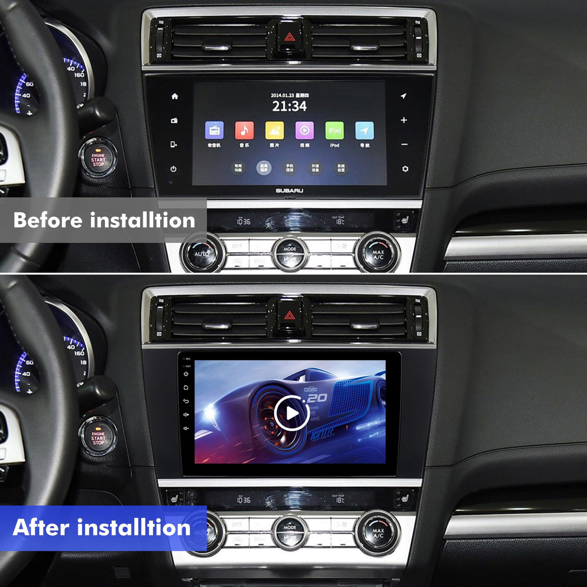 4+64GB 9 Inch Touchscreen Android 14 Car Radio Stereo for Subaru Outback Legacy 2015-2018 with CarPlay/Android Auto Car Radio, Support WiFi 6, Bluetooth,5.4, Backup Camera, SWC