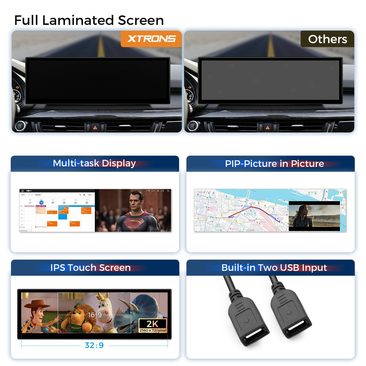 XTRONS 14.9 Inch Android 14 Car Stereo for BMW X5 F15 X6 F16 (2014-2017) with NBT System, 2K IPS Touch Screen 8+256 GB Global 4G LTE Car Radio GPS Navigation Support Wireless CarPlay Android Auto
