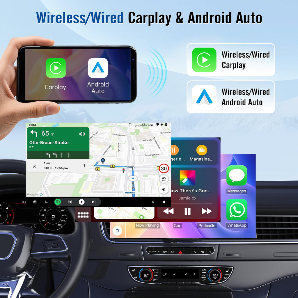 12.8inch (8Core 4G+64GB) Car Stereo Radio for BMW 5er 2013-2017 NBT System with Wireless Carplay Android Auto, 2K IPS Touch Screen 5G WiFi GPS Navigation Bluetooth DSP SWC Backup Camera