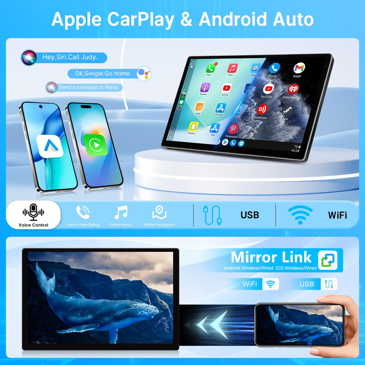 13.1" 2K Car Radio for Chevy Silverado 2007-2013 Tahoe GMC Sierra Yukon Wireless CarPlay Android Auto, Touch Screen Stereo with GPS Navigation 5G WiFi FM Bluetooth SWC+Backup Camera