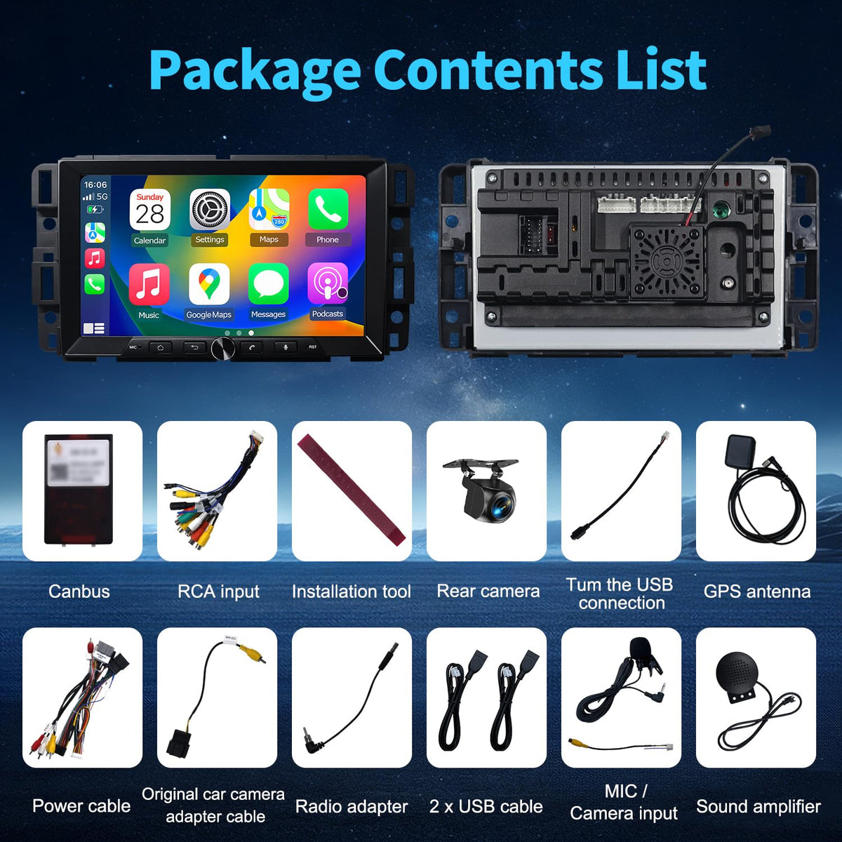 Car Stereo Radio for Chevrolet Silverado Tahoe GMC Sierra Yukon 2007-2013, 8inch Android 13 Touchscreen with Wireless Carplay Android Auto GPS Navigation AM FM AHD Backup Camera(4G+64G)