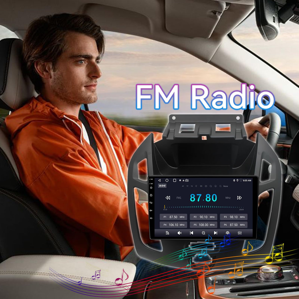 Android 14 Car Radio Compatible with Ford Transit Connect 2014-2018,Touchscreen Car Stereo with Wireless Carplay Android Auto,FM,Multimedia Receiver with GPS Bluetooth ＆ Backup Camera(9 Inch