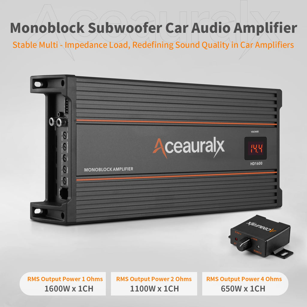 HD1600 1 Ohm 1600W RMS Class D Monoblock Full-Range Car Amplifier