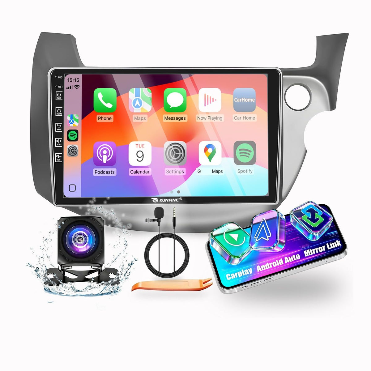 for Honda Fit Jazz 2009-2014 RHD 4G+64G CarPlay Android Auto Navigation Stereo GPS Radio Reverse Camera Display 10" IPS Touchscreen Headunit Tablet Pad Media Player, if Applicable Quad Core