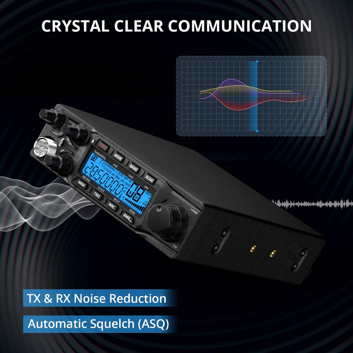 Radioddity QT80 10 Meter Mobile Ham Radio SSB/AM/FM/PA 80W, CTCSS/DCS