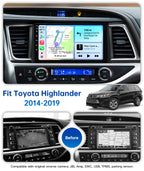 6GB+128GB 8-Core Car Radio for Toyota Highlander 2014–2019, 10.2" QLED Wireless CarPlay Stereo, Android 13, Android Auto, JBL Amp, Backup Camera, SWC, 48EQ DSP, 4G LTE