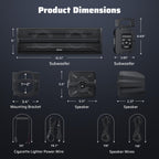 Ehaho 2.1CH Stereo UTV Sound Bar, 16.9 Inch Bluetooth UTV Speakers with RGB
