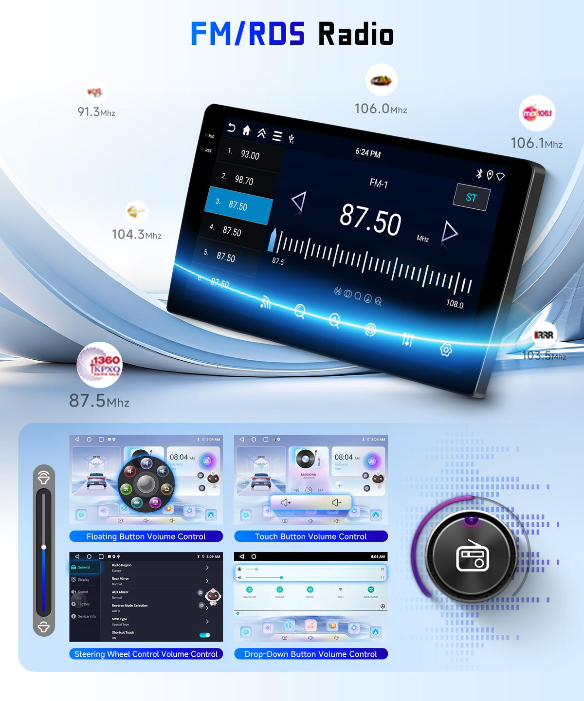4G+128G Car Radio Stereo for Ford Edge 2016-2020, 9inch HD in-Cell Touch Screen/Android 15/Wireless CarPlay/Android Auto/GPS/WiFi/5.0Bluetooth/FM/RDS/SWC/AHD Backup Camera