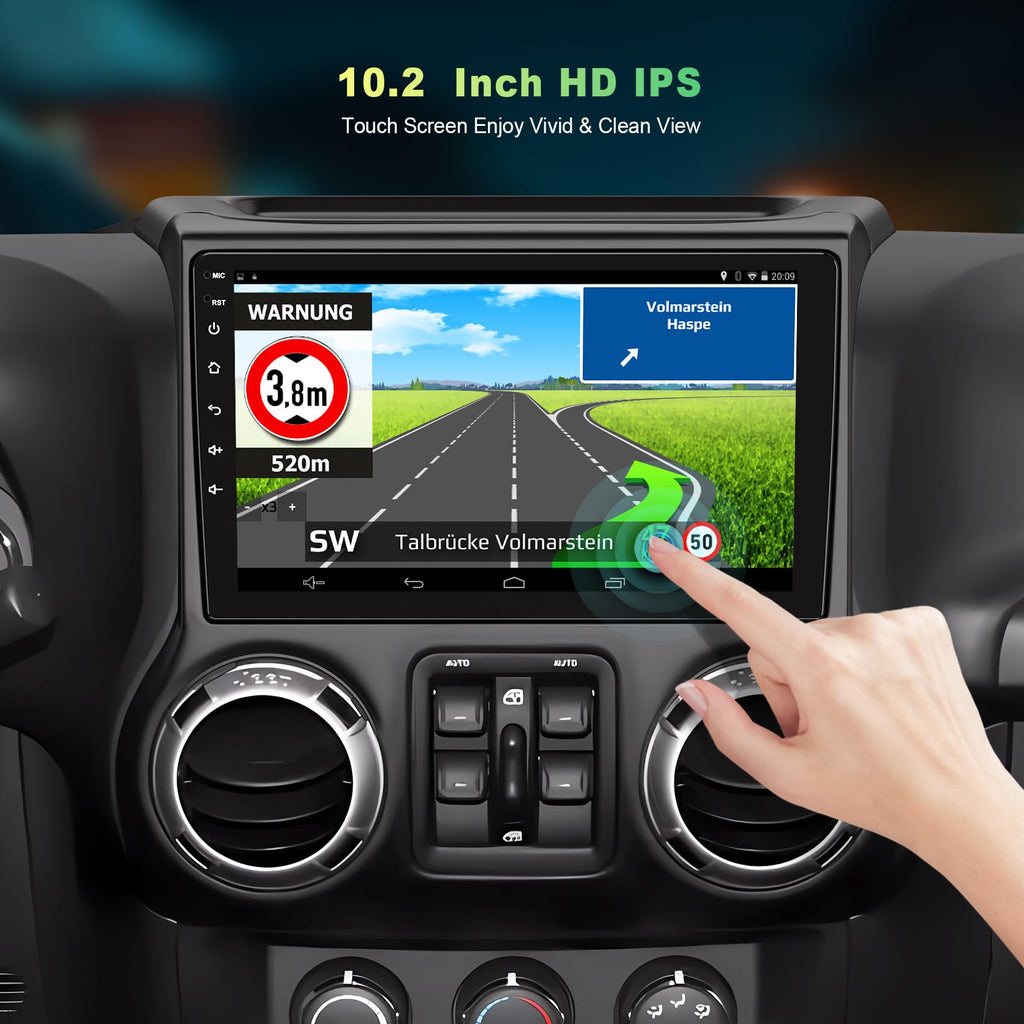 Android 13 Car Stereo for Jeep Wrangler 2011 2012 2013 2014 with Carplay and Android Auto,10.2 inch Touch Screen,Bluetooth,WiFi,GPS,FM Radio,Backup Camera,4GB+64GB