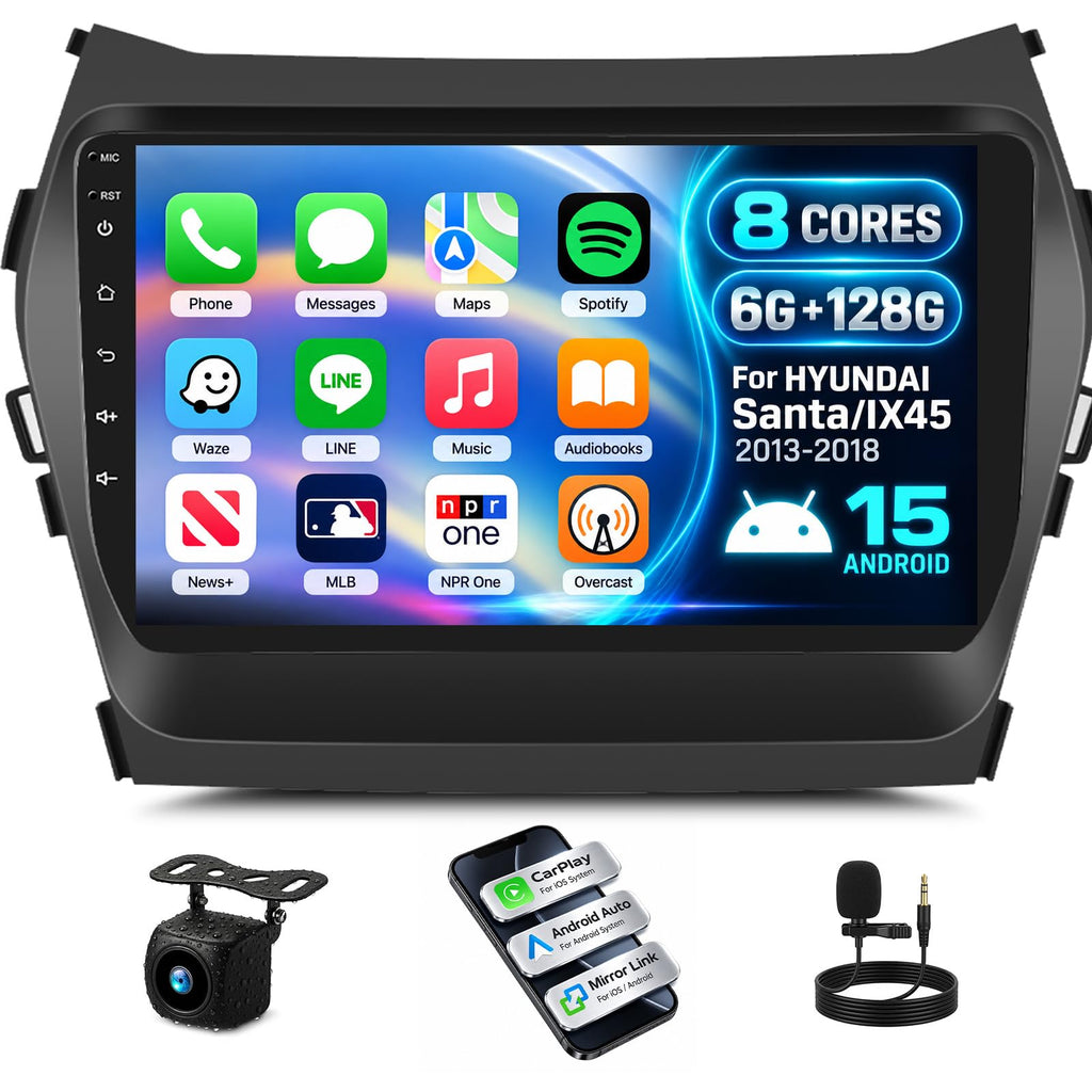 [8 Core 6G+128G] Android 15 Car Stereo for Hyundai Santa/IX45 2013-2018