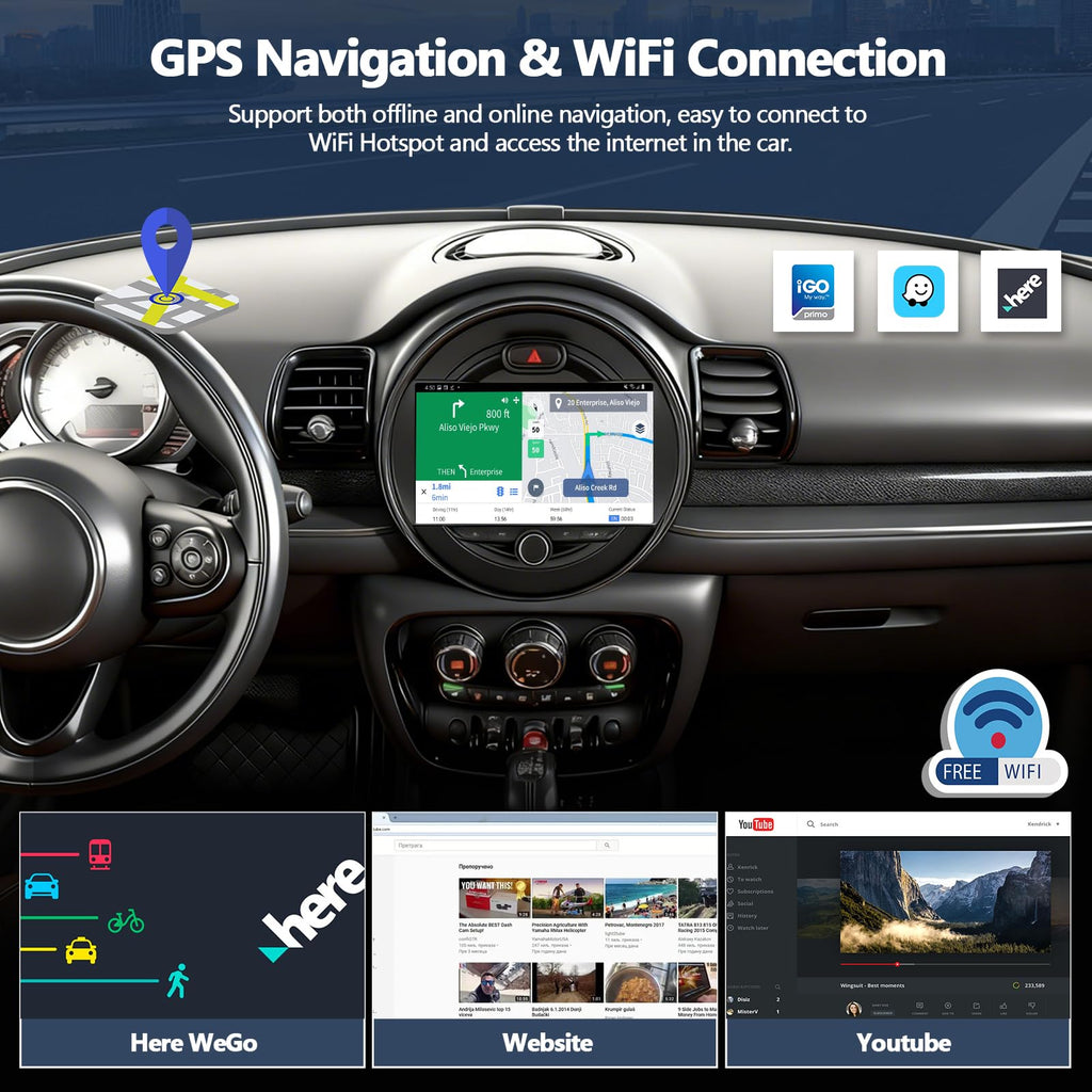 CAMECHO 4+64GB Car Radio Stereo for BMW Mini Cooper F55 F56 2014-2019 Android 15 CarPlay Android Auto 9" 1280 * 720 Touch Screen Head Unit with Bluetooth 5.0 32EQ GPS WiFi FM Backup Camera (Low-End)