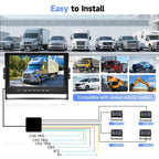 4 Channel 9 inch IPS Backup Camera System with Monitor for Tracks, RVs, Tractors, Bus, CementTruck, HD 1080P Wired Reverse Camera Waterproof Night Vision 4 Cameras Support Recording, Plug and Play