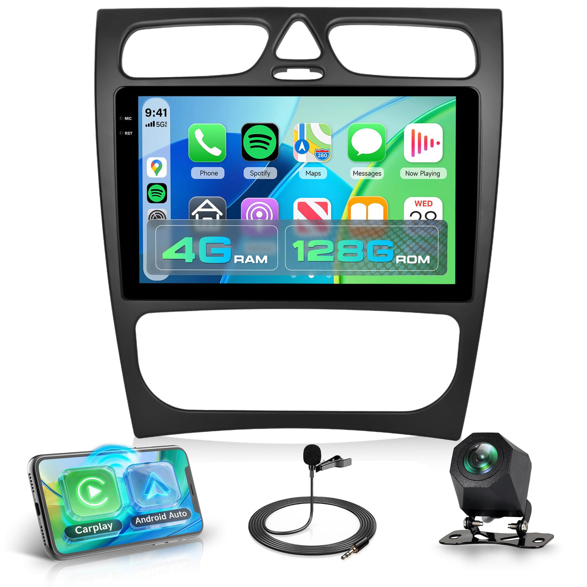 Rimoody 4G+128G Android Car Stereo for Mercedes Benz C Class W203 C200