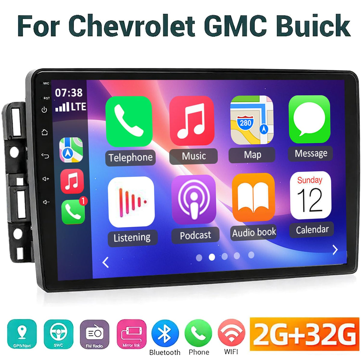 4+64G Double Din Android 14 Car Radio Stereo Upgrade for Saturn Sky 2007-2010 Radio Replacement 10.1" Touch Screen GPS Navi Head Unit w/Wireless Carplay & Android Auto Bluetooth WiFI SWC Backup Camera