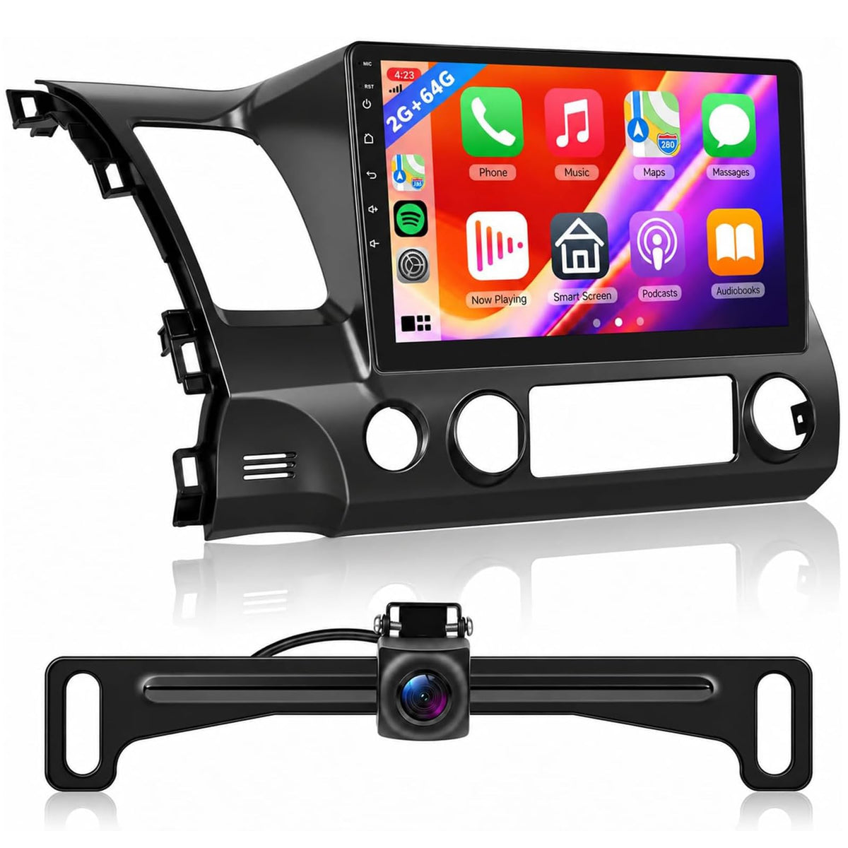 8 CORE 6G+128G Car Radio Stereo for Honda Civic 2006-2011 with Wireless CarPlay Android Auto, 10.1 Inch 1280 * 720P IPS Touch Screen Android 15 GPS 5Ghz-WiFi Bluetooth 32-Band DSP SWC Backup Camera