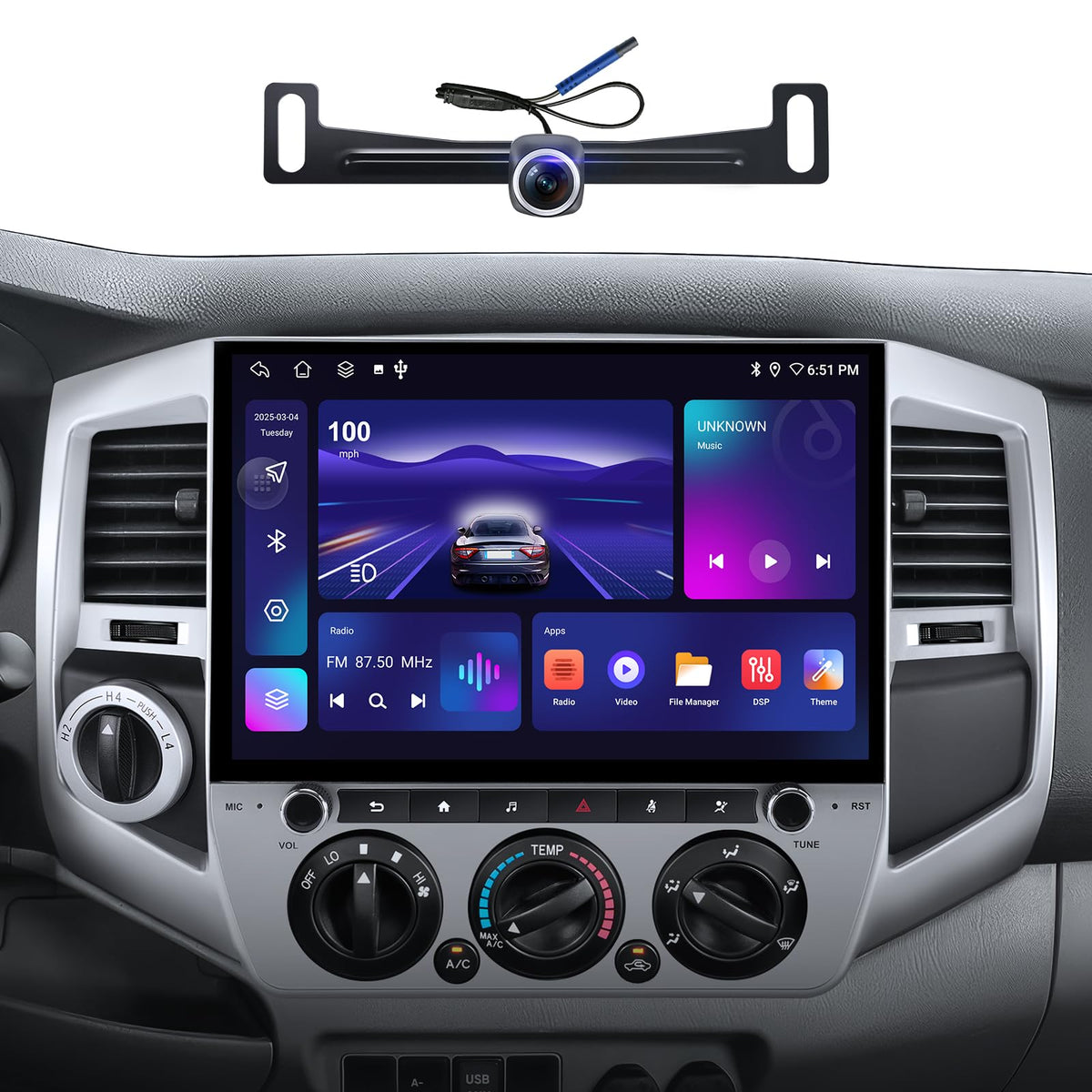 Car Stereo Dash Kit Replacement for Toyota Tacoma Radio Upgrade 2005-2015,QLED Touch Screen Head Unit with Wireless CarPlay Andriod Auto GPS Navigation 5GWiFi FM/AM (12.5" 6+128G) (12.50, Inches)