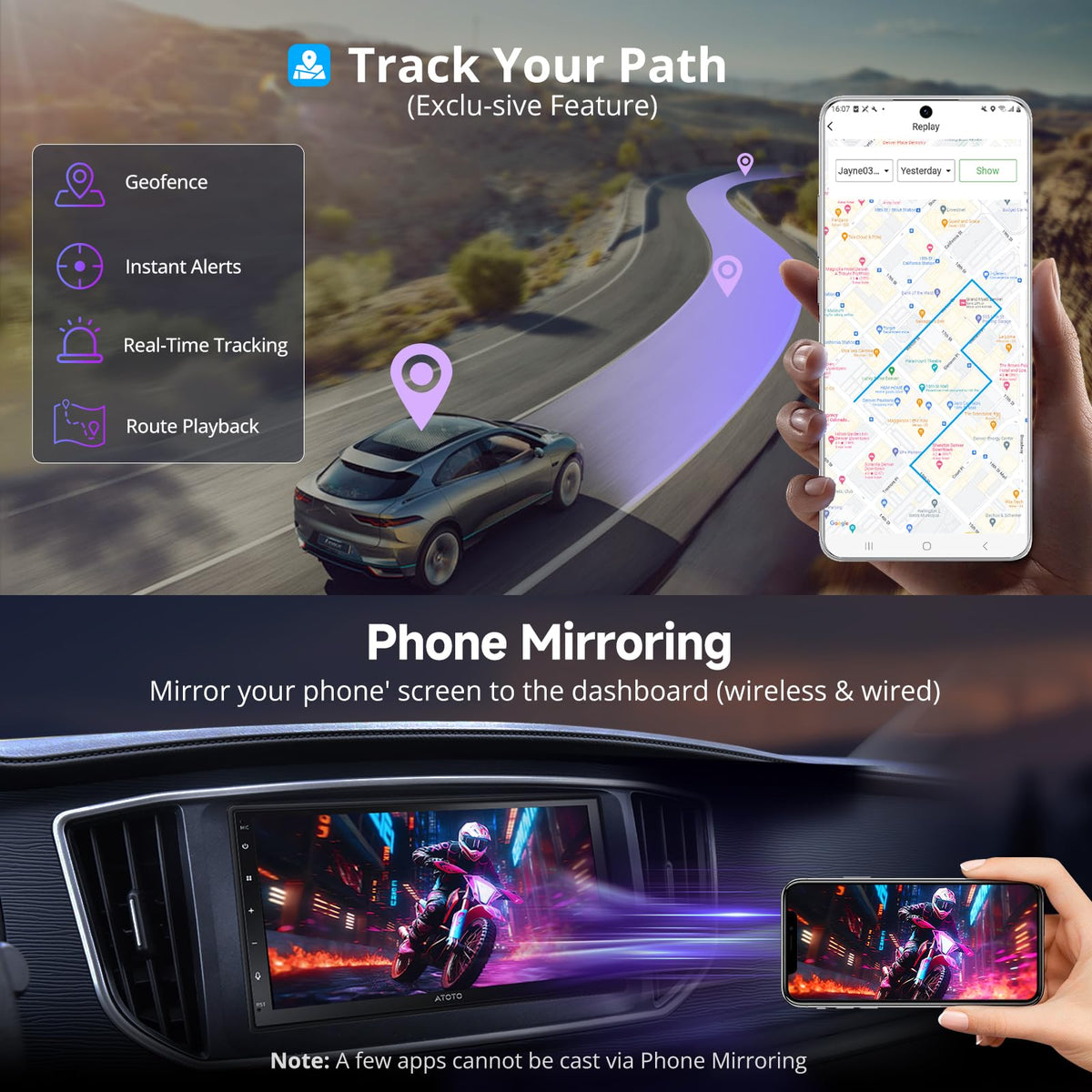 ATOTO A5L Android Double DIN Car Stereo with 7inch Touchscreen Car CarPlay