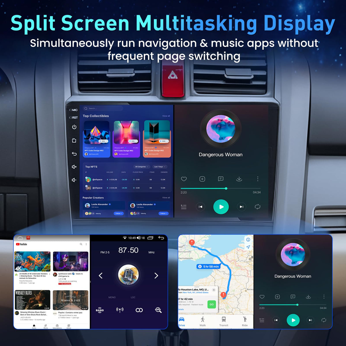 Upgrade 8Core 4G+64G Car Radio Stereo for Honda CRV 2007-2011: 1080P Backup Camera SWC Android 15 9" 1280 * 800 HD Touch Screen Wireless Carplay Android Auto 5G WiFi Bluetooth 5.0 AM FM GPS