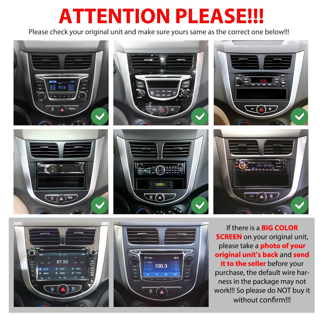 for Hyundai Accent 2012-2017 Dual Display Knobs CarPlay/Android Auto Autoradio FM Radio Navigation Stereo Pad Player GPS 10.1" QLED Touch Screen Headunit Tablet Quad Core 2G+64G Black