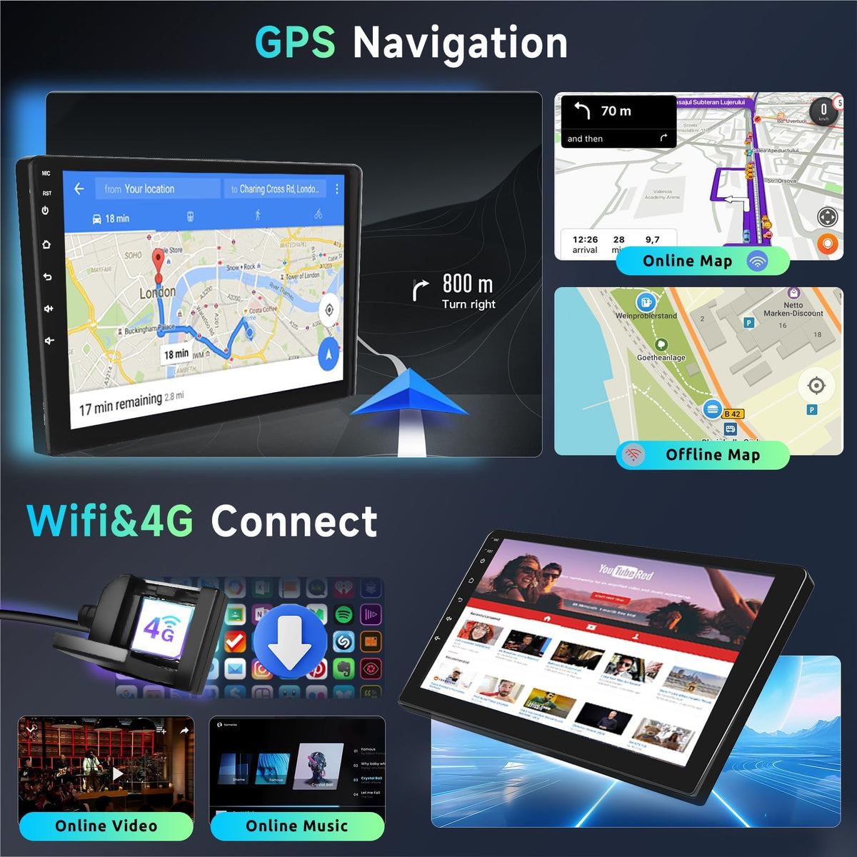 8+128G 8 Core Android Car Radio for Honda CRV 2002-2006, 9 Inch QLED Touch Screen Car Stereo Support Wireless Carplay/Android Auto,GPS,WiFi,AM/FM Radio,DSP/Hi-Res Audio+HD Backup Camera