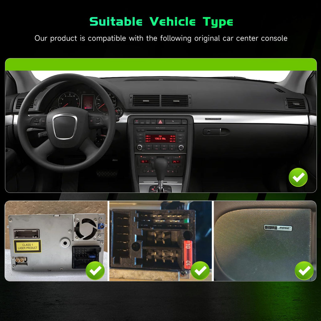 Android 15 Car Stereo for Audi A4 B6 B7 2001-2008 9" in-Cell Touchscreen