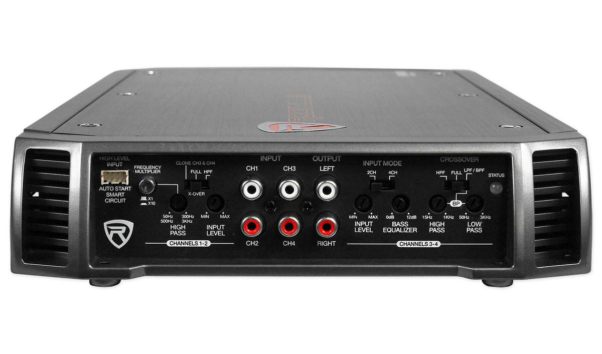 Rockville RXA-F2 4-Channel Car Amplifier Bundle with 4 AWG Wiring Kit