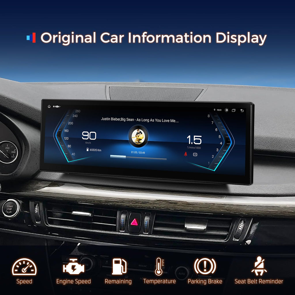 XTRONS 14.9 Inch Android 14 Car Stereo for BMW X5 F15 X6 F16 (2014-2017) with NBT System, 2K IPS Touch Screen 8+256 GB Global 4G LTE Car Radio GPS Navigation Support Wireless CarPlay Android Auto
