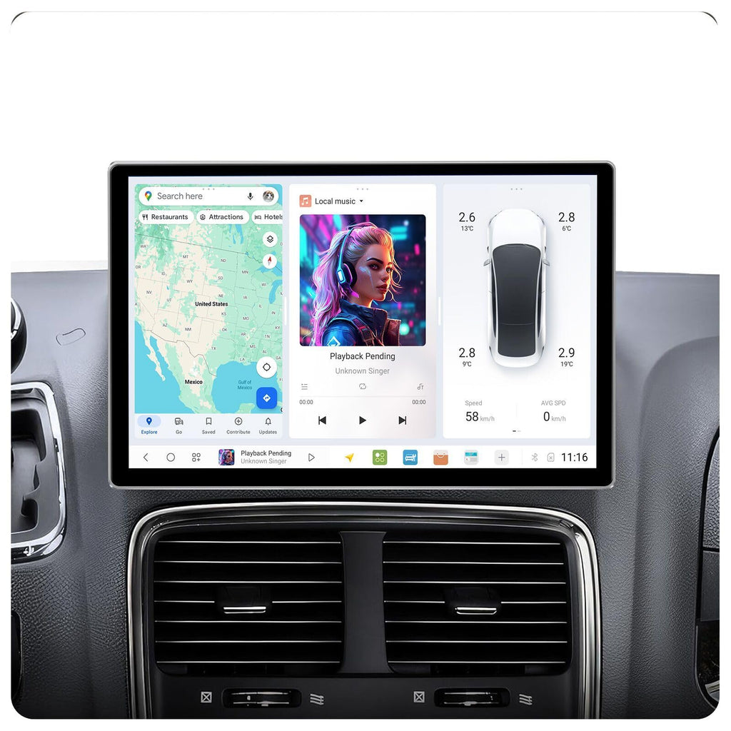 MekedeTech DUDU7 Android Radio for Dodge Grand Caravan 2011-2020 Chrysler Town Country 2011-2016 Grand Voyager 2011-2015,11.5 inch 2K Touch Screen Upgrade CarPlay/Android Auto 12G RAM 256G ROM