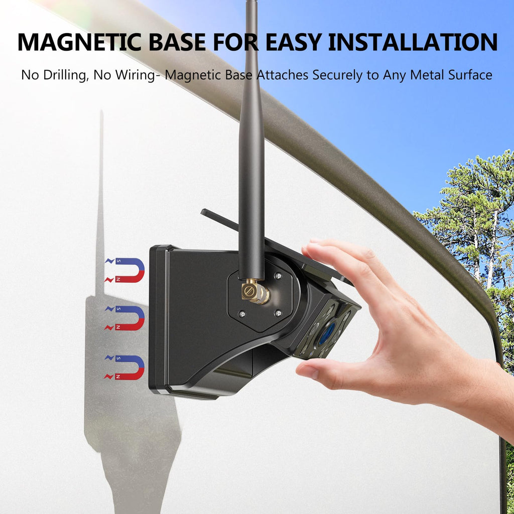 2 Magnetic Solar Wireless Backup Cameras 7" Touchscreen IPS Monitor