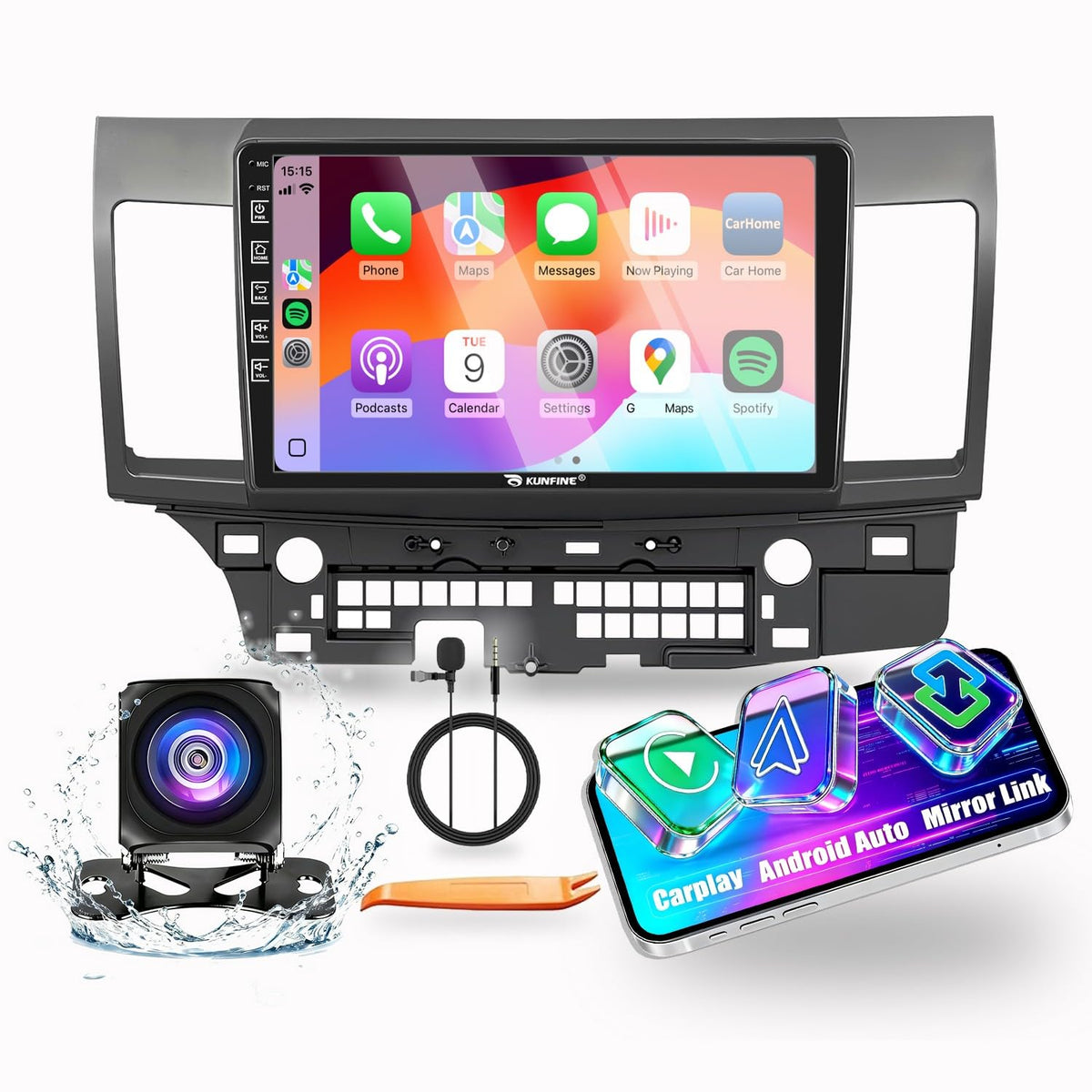 for Mitsubishi Lancer 2008-2020 Car CarPlay Android Auto Navigation Stereo GPS Radio Reverse Camera Display 10" IPS Touchscreen Headunit Tablet Pad Media Player, if Applicable Quad Core 4G+64G