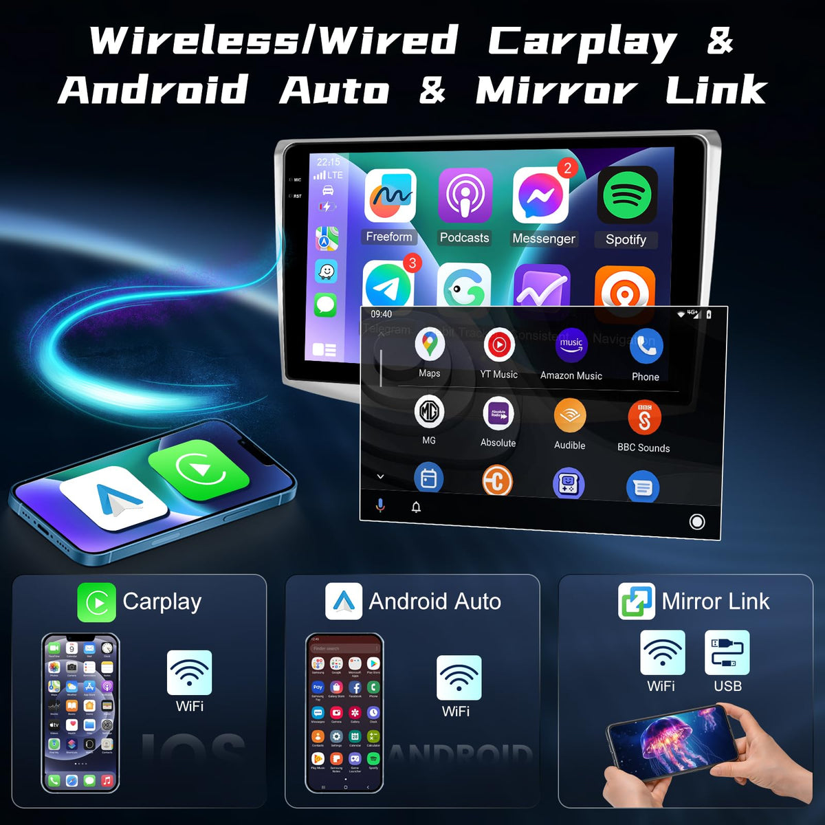 [4+128G] Car Radio for VW Passat B6 B7 CC 2010-2015, Carplay & Android Auto