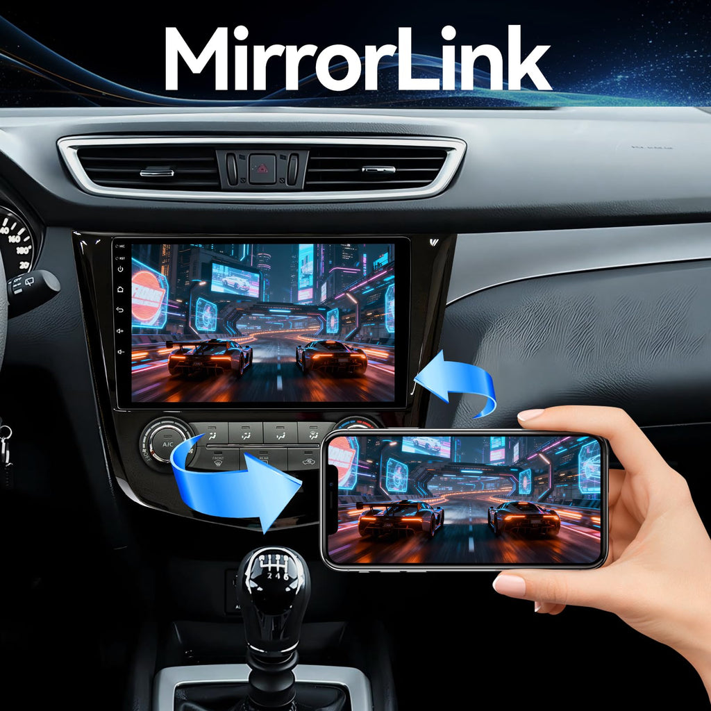 Android 14 Car Stereo Radio Compatible with Nissan Rogue 2014 2015 2016 2017 2018 Manual AC Wireless CarPlay & Android Auto AHD Backup Camera Upgrade 10.1" Touch Screen GPS SWC WiFi Bluetooth 2+64G