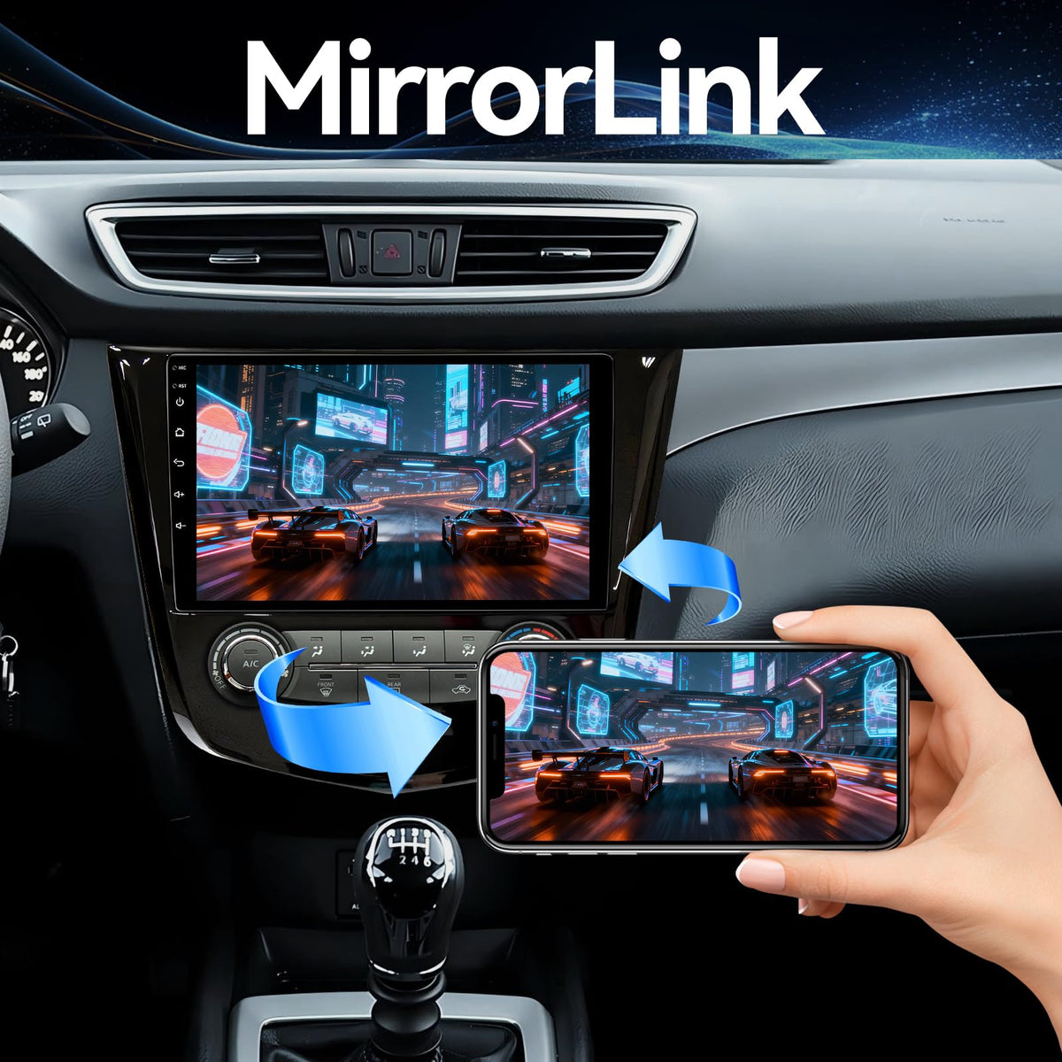 Android 14 Car Stereo Radio Compatible with Nissan Rogue 2014 2015 2016 2017 2018 Manual AC Wireless CarPlay & Android Auto AHD Backup Camera Upgrade 10.1" Touch Screen GPS SWC WiFi Bluetooth 2+64G