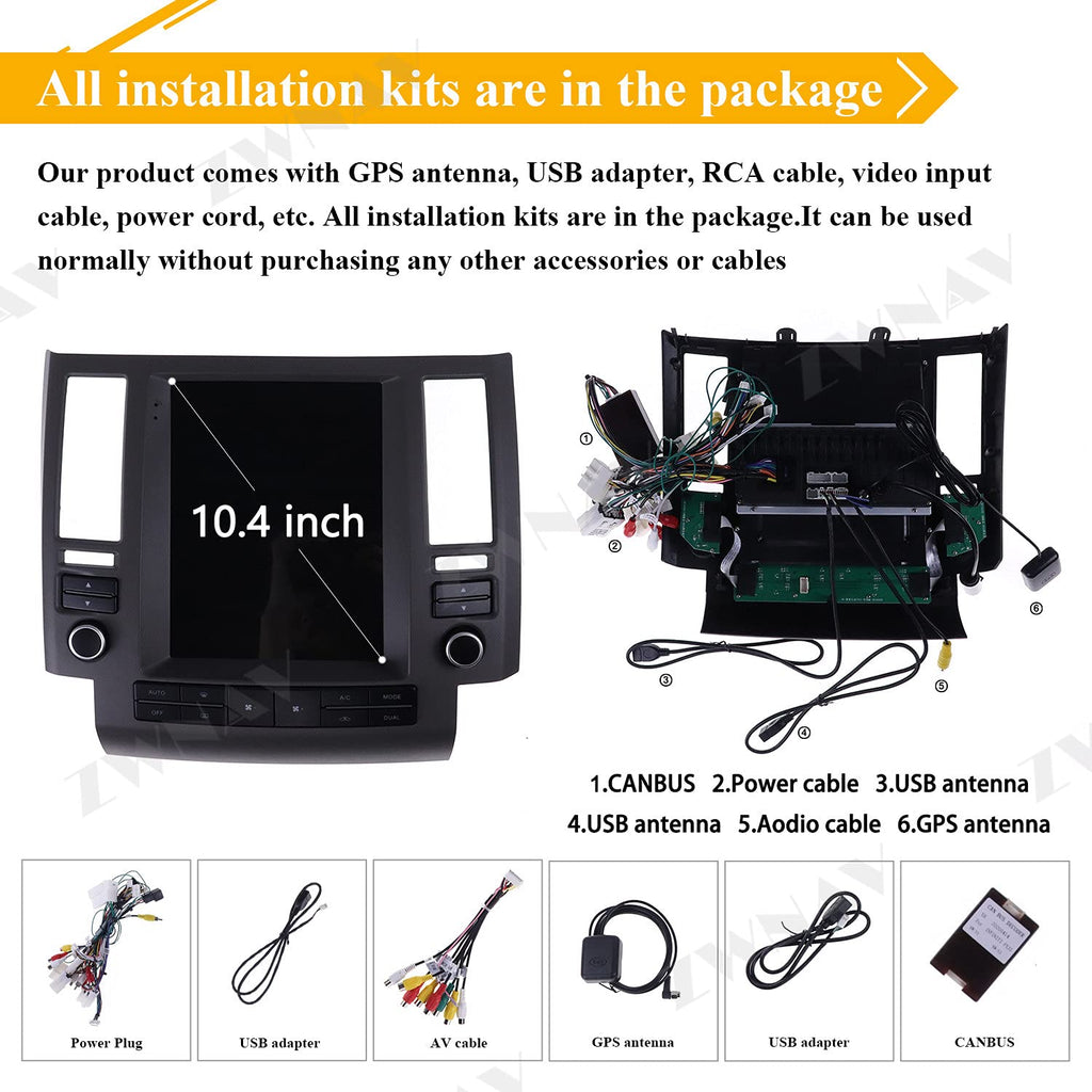 Android Touch Screen Android Radio for Infiniti FX FX35 FX45 2003 2004 2005 2006 Car Stereo Replace Head Unit GPS Navigation Video Multimedia Player Carplay (2003-2006, 4GB+64GB)
