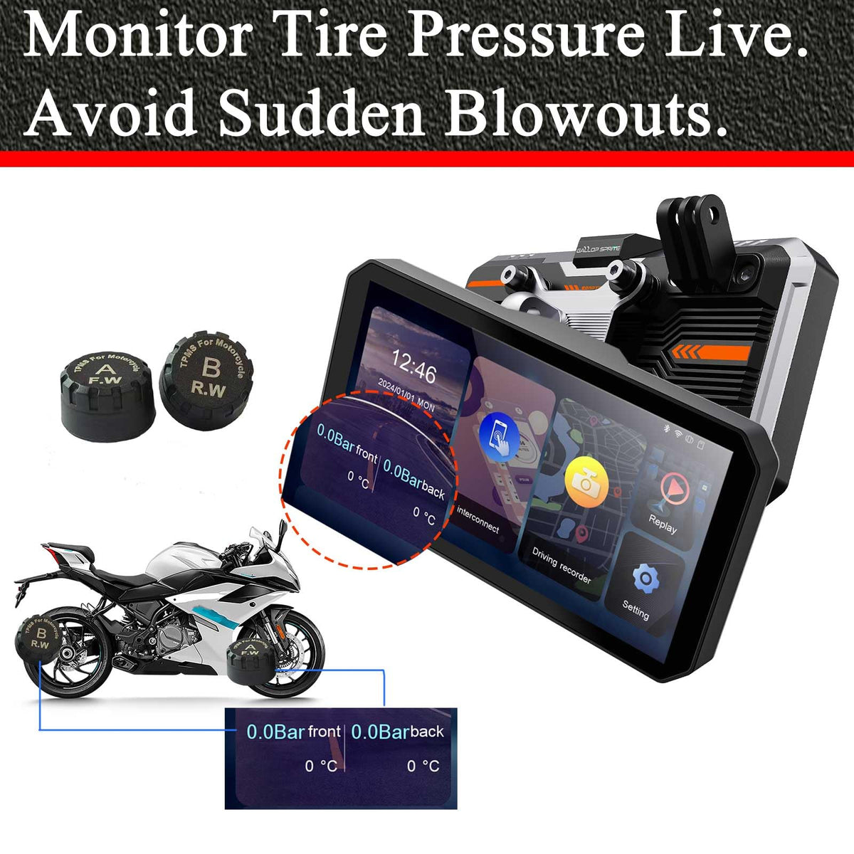 BODIMIA 7" Motorcycle Dash Cam with Camera