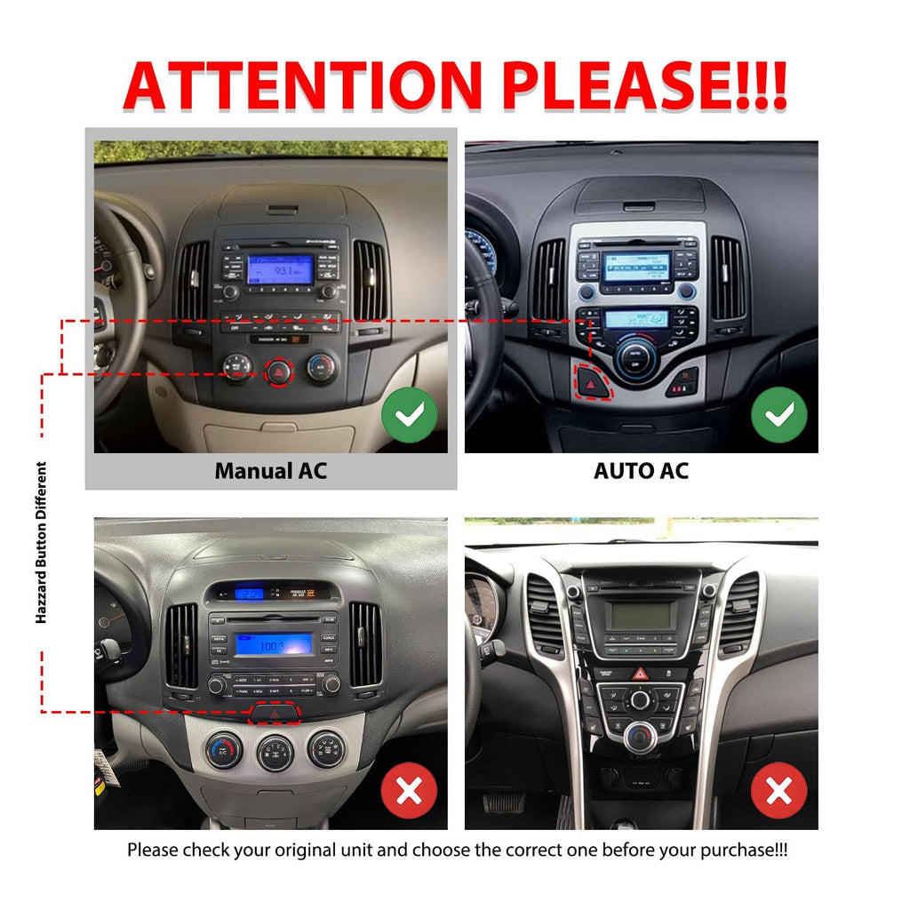 for Hyundai Elantra Touring 2009-2012 Manual AC Car CarPlay Android Auto Navigation Stereo GPS Radio Display 9" IPS Touchscreen Headunit Tablet Pad Media Player, if Applicable Quad Core 2G+64G