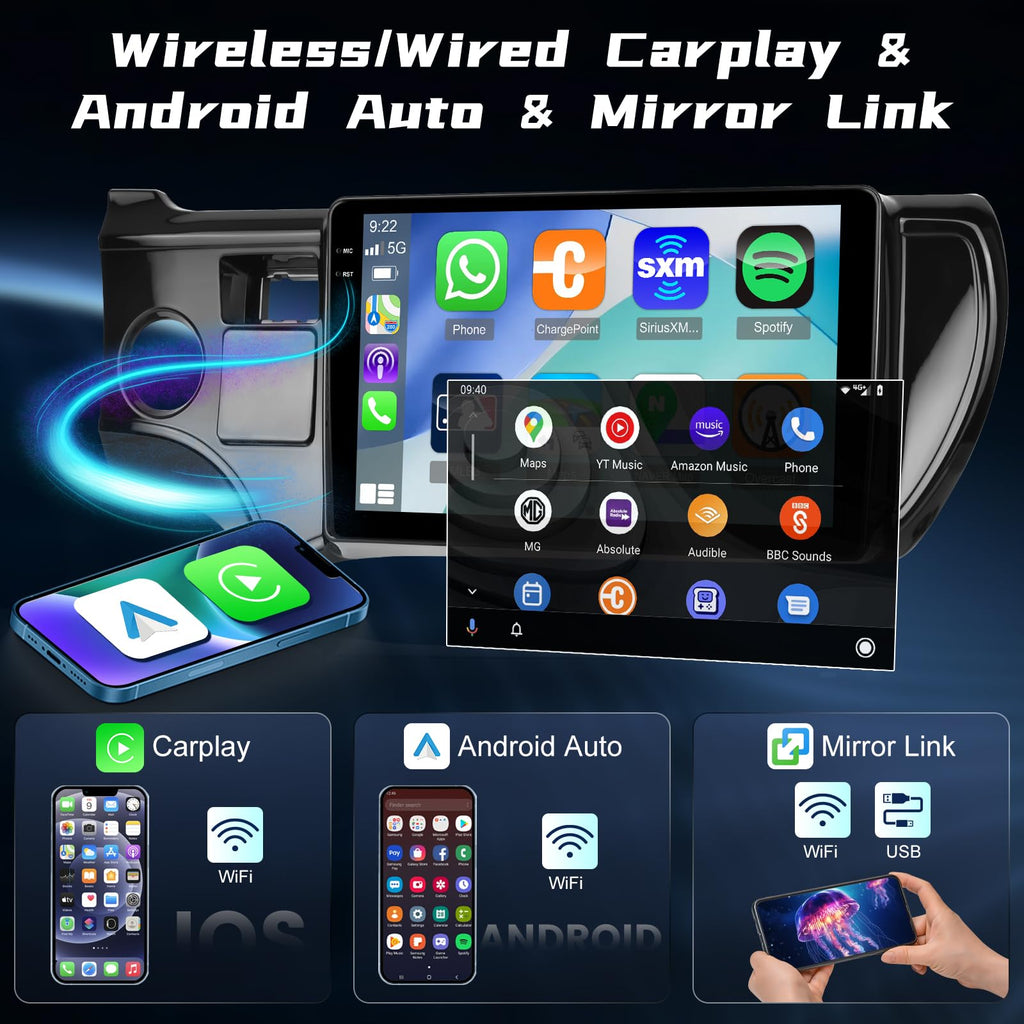 [4+128G] Car Radio for Toyota Prius C 2012 2013 2014 Carplay & Android Auto