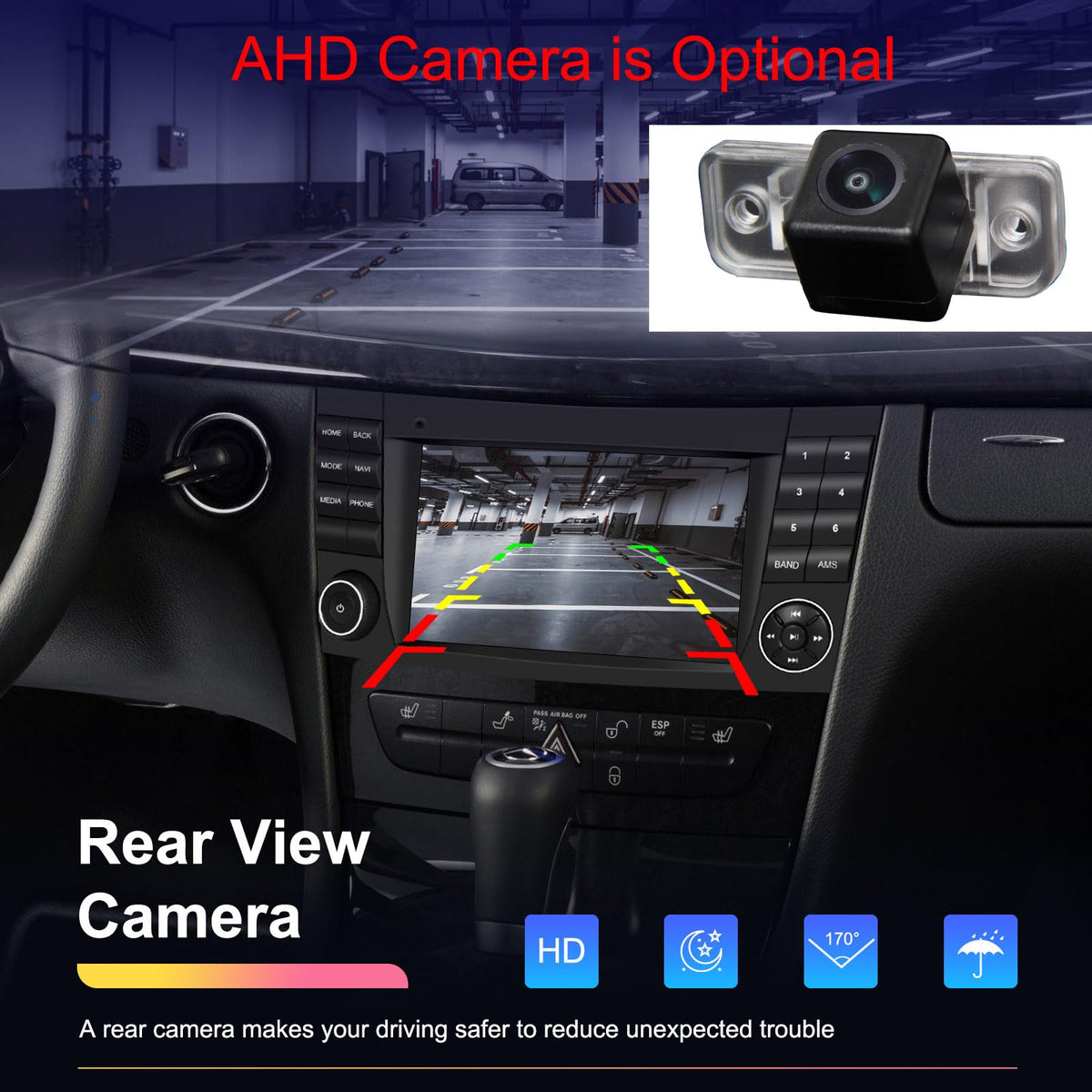 7 Inch Android Car Radio with GPS Navigation + HD Car Reversing Camera Replacement for Mercedes Benz C E Class W203 E W211 CLS Class W219 CLK W209 SL R230 R171 C219 S203 S21 B200 A160 GLS300 S203