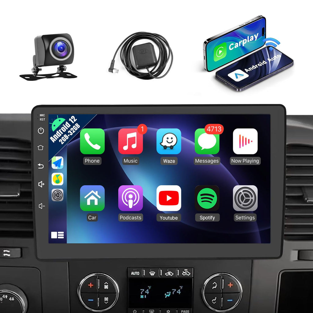 13.1" 2K Car Radio for Chevy Silverado 2007-2013 Tahoe GMC Sierra Yukon Wireless CarPlay Android Auto, Touch Screen Stereo with GPS Navigation 5G WiFi FM Bluetooth SWC+Backup Camera