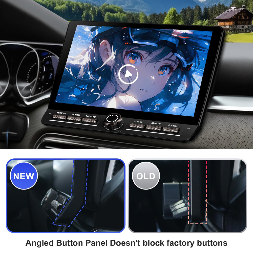 2+64G Android 14 Double Din Car Stereo with Buttons for Ford Mustang 2010-2014 with 10.1 Inch Touchscreen Radio Built-in Wireless Carplay/Android Auto/GPS/Bluetooth/FM/AUX-in/SWC/Backup Camera