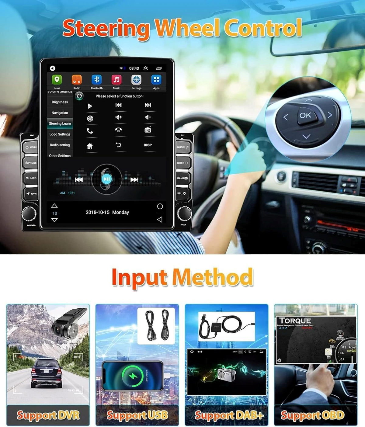 Double Din Car Stereo Radio for 2006-2015 Mazda Miata MX5, 9.7" Wireless Carplay Screen Car Radio Support for Carplay and Android Auto Voice Control Assistant Bluetooth GPS Navigation FM SWC