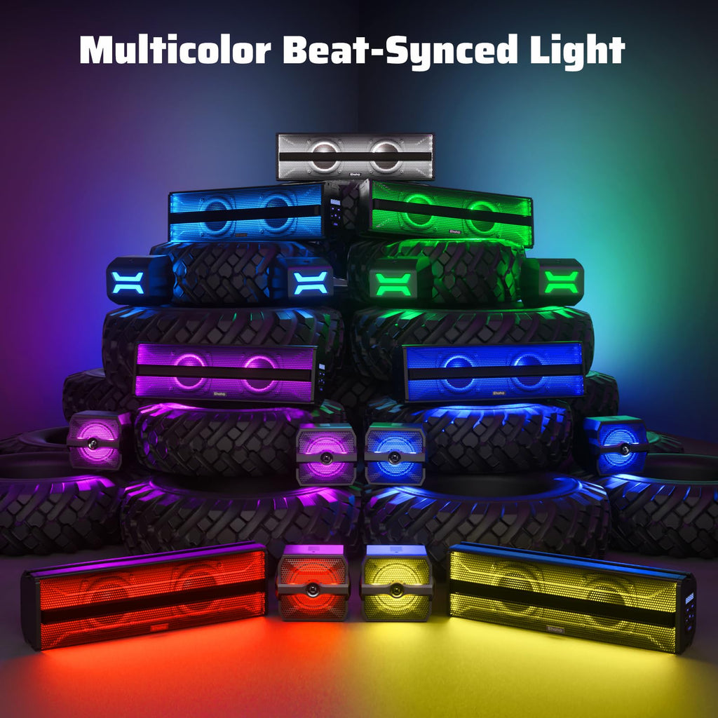 Ehaho 2.1CH Stereo UTV Sound Bar, 16.9 Inch Bluetooth UTV Speakers with RGB