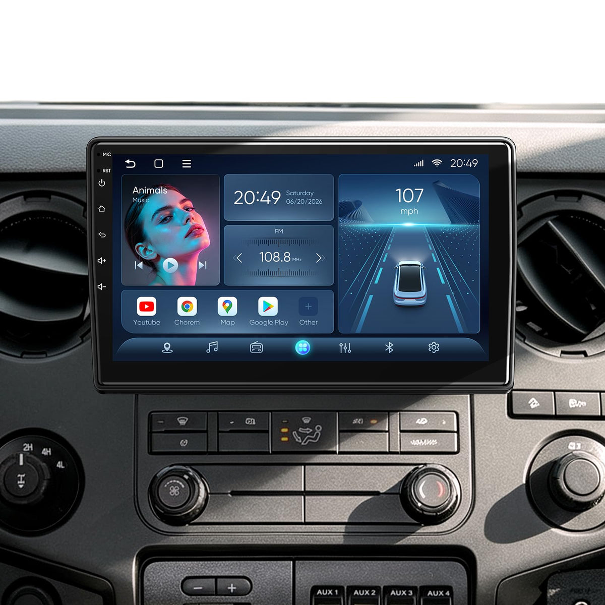 10.1'' QLED Android Car Stereo for Ford F-150 (2004-2008) F250/F350 (2006-2016) Edge (2007-10) E150/E250/E350 (2009-14) Focus Mustang Escape, CarPlay Android Auto, 5G WiFi BT GPS FM SWC 2+32GB