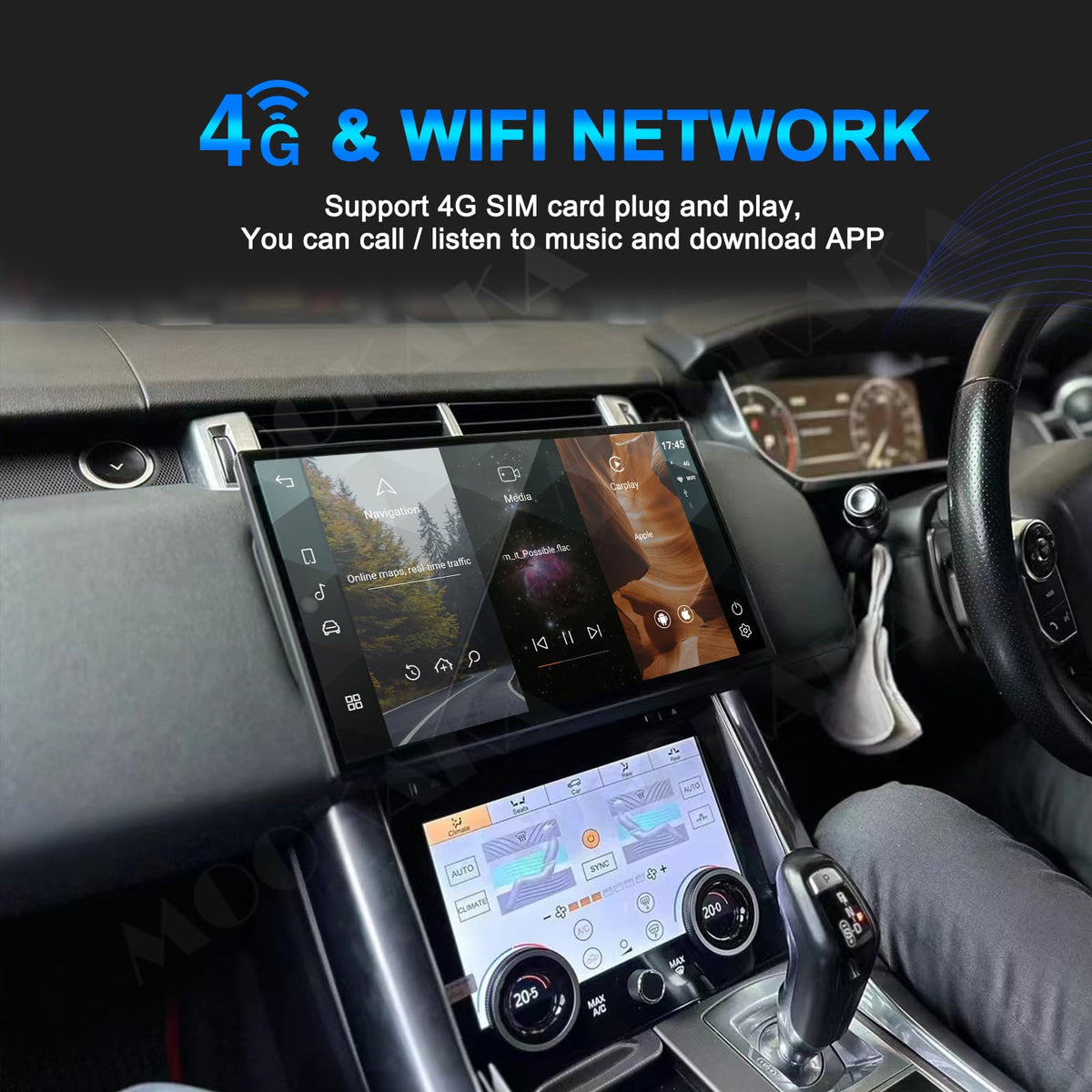 13.3 Inch Qualcomm Android 12 Car Radio for Land Rover Range Rover Sport L494 2014-2017 Stereo Replacement GPS Navigation Head Unit Multimedia Player Touch Screen Carplay(OEM Bosch System,8+128GB)