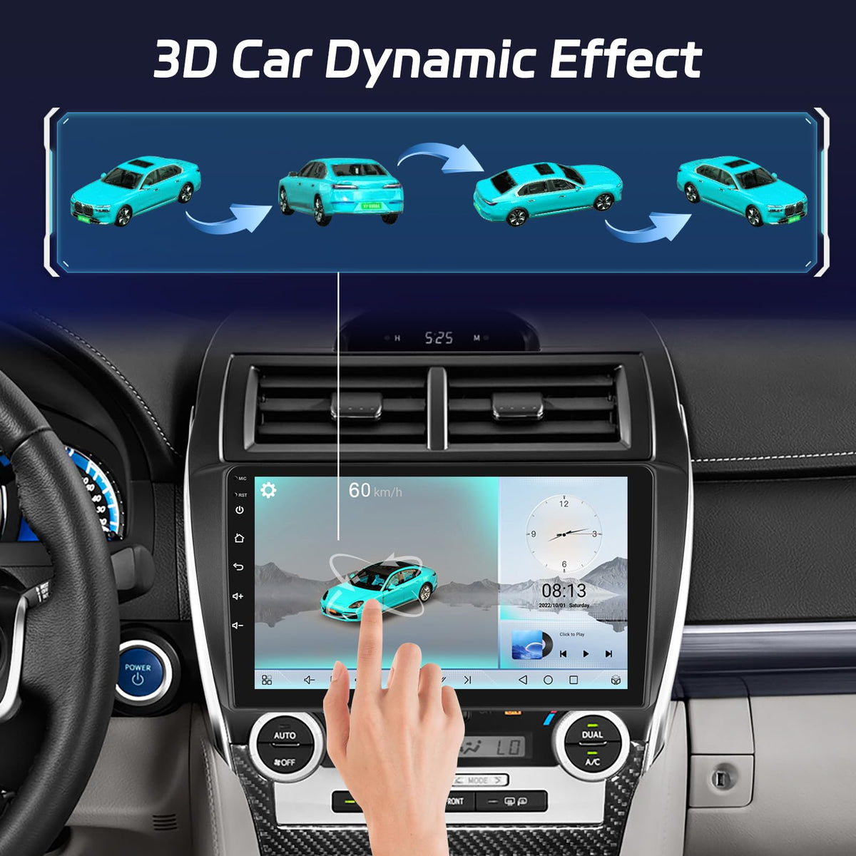 [8 Core 4+64] Android 13 Car Stereo for Toyota Camry 2012 2013 2014-10 inch IPS Touchscreen Radio with Carplay & Android Auto - 4G SIM Card/DSP 32EQ / FM AM RDS/Bluetooth 5.1 + AHD Backup Camera